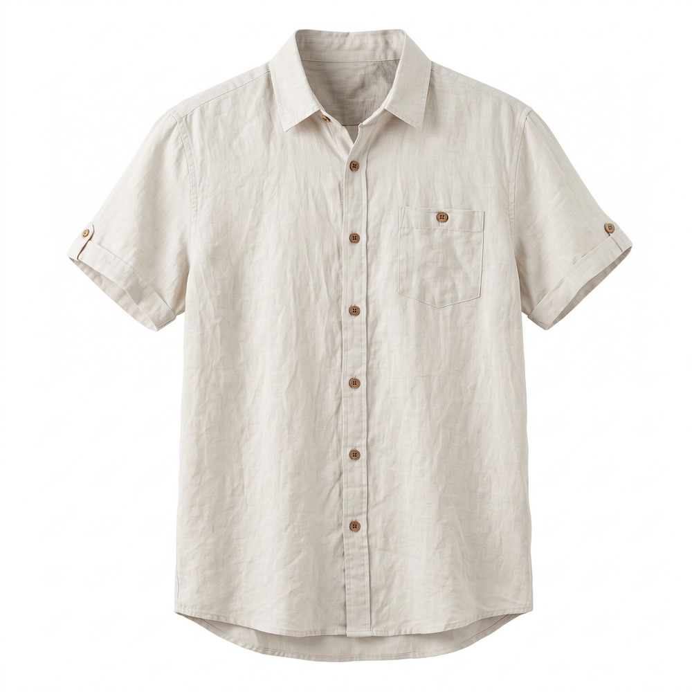 Murano Baird McNutt Irish Linen Shirt Mens XL Beige Short Sleeve Button Up